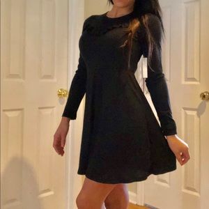 Black long sleeve relaxed fit dress